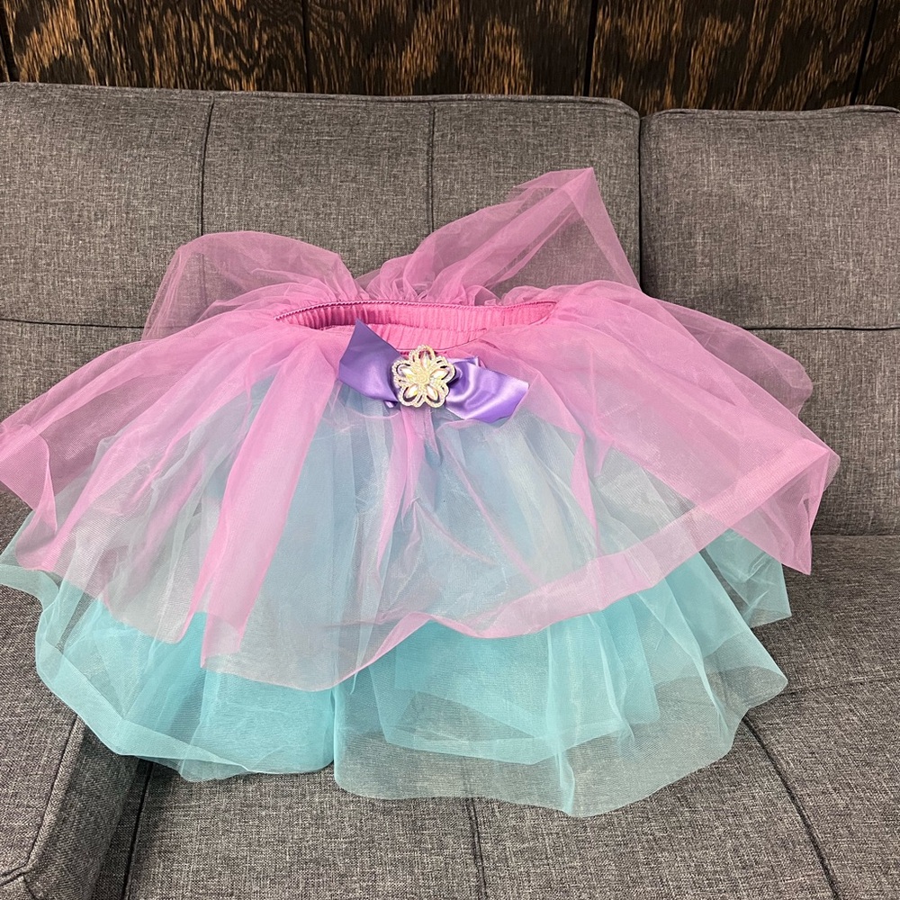 Pink and Blue Tulle Skirt with Bow